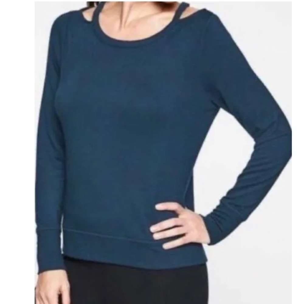 Athleta Consolation Blue Cut Out Super Soft Sweater Size Small